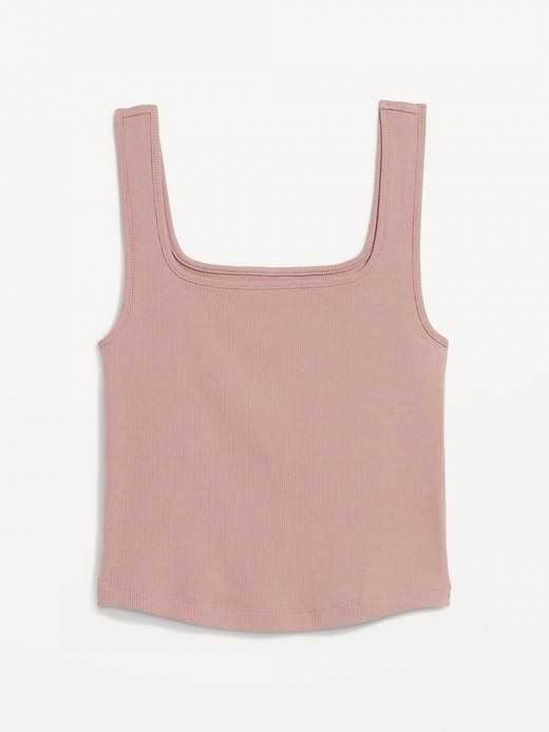 Old Navy Fitted Square-Neck Ultra-Cropped Rib-Knit Tank Top Pink Light Blue | XDG530248