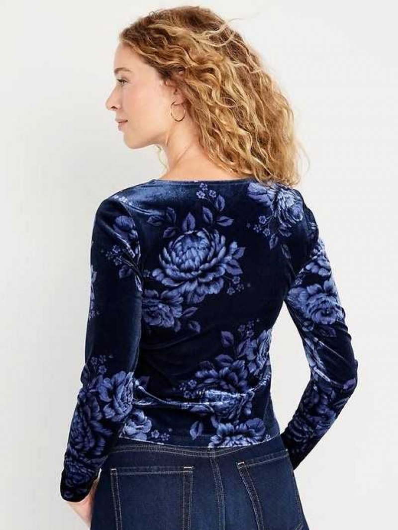 Old Navy Fitted Square-Neck Velvet Top Dark Star | MVQ132984