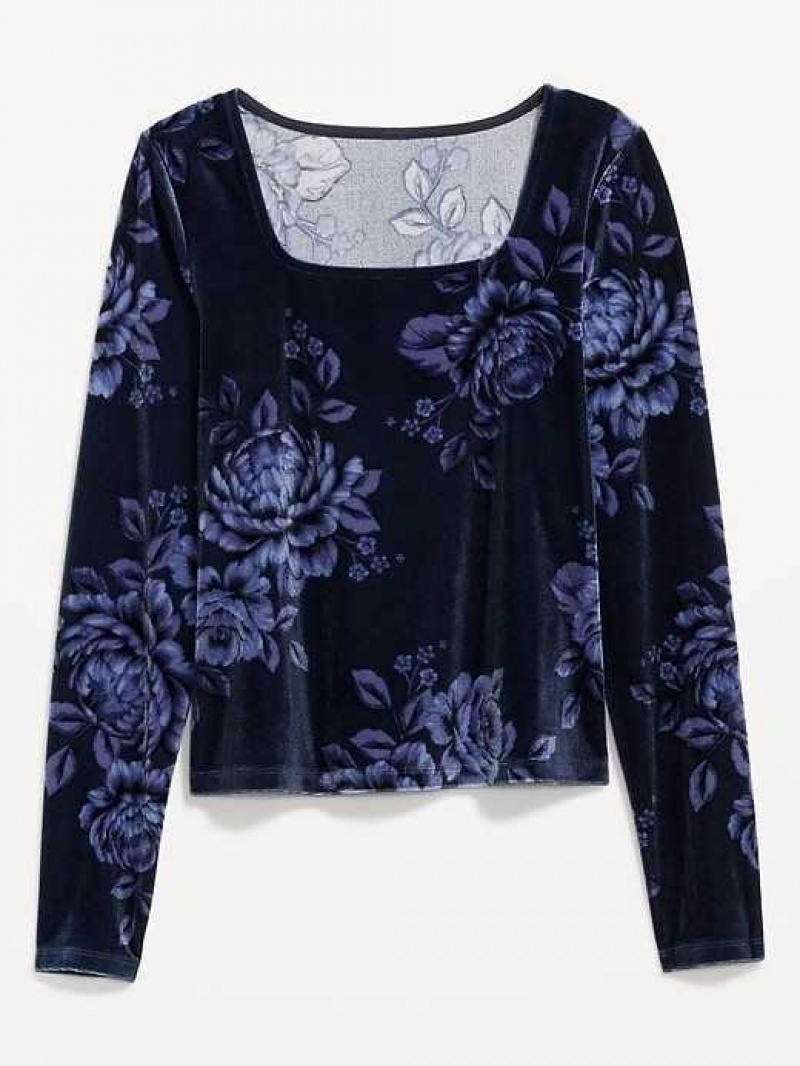 Old Navy Fitted Square-Neck Velvet Top Dark Star | MVQ132984