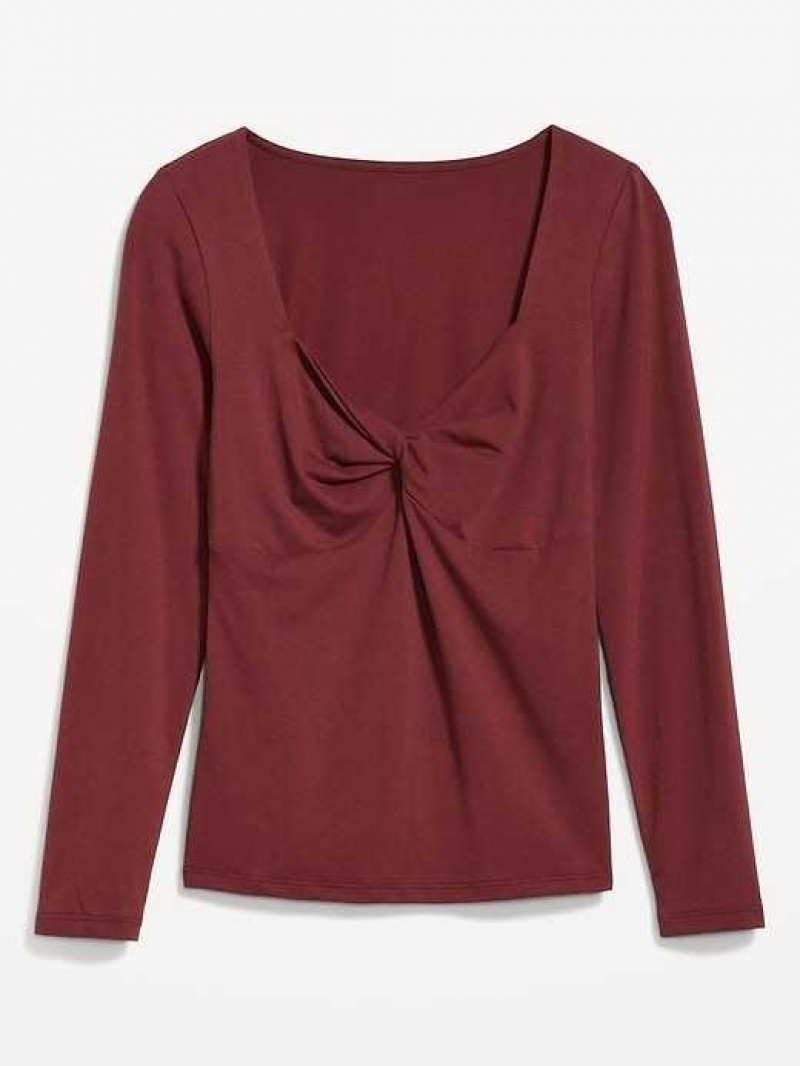 Old Navy Fitted Twist-Front Top Red Burgundy | SRT659042