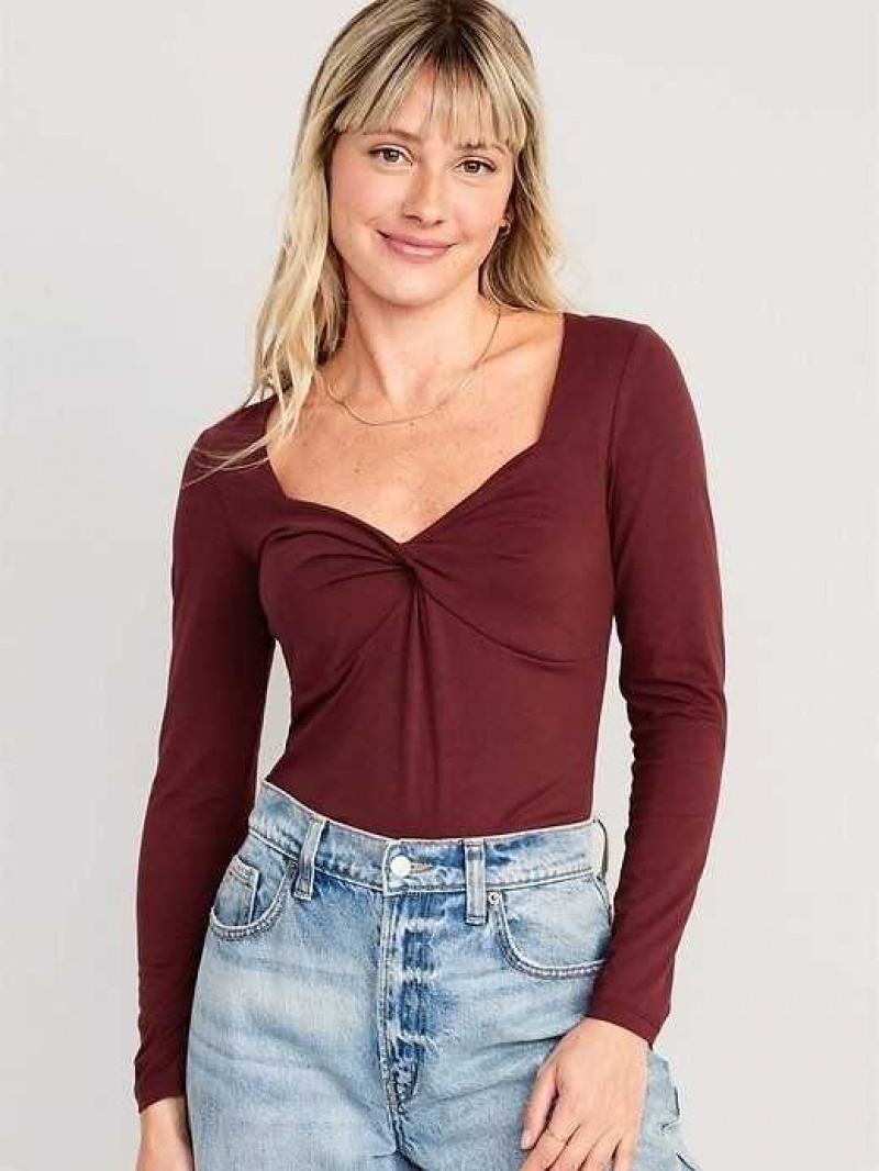 Old Navy Fitted Twist-Front Top Red Burgundy | SRT659042