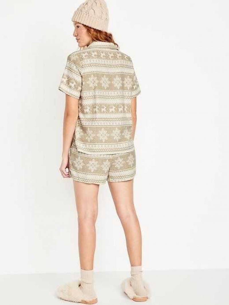 Old Navy Flannel Pajama Set Neutral Fair Isle | UFW672853