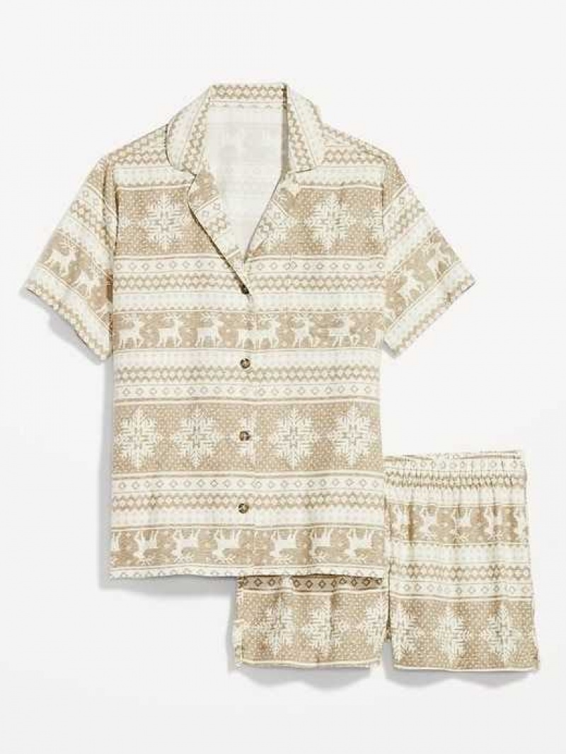 Old Navy Flannel Pajama Set Neutral Fair Isle | UFW672853