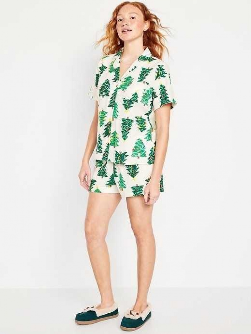 Old Navy Flannel Pajama Set Tree Print | TDJ918452