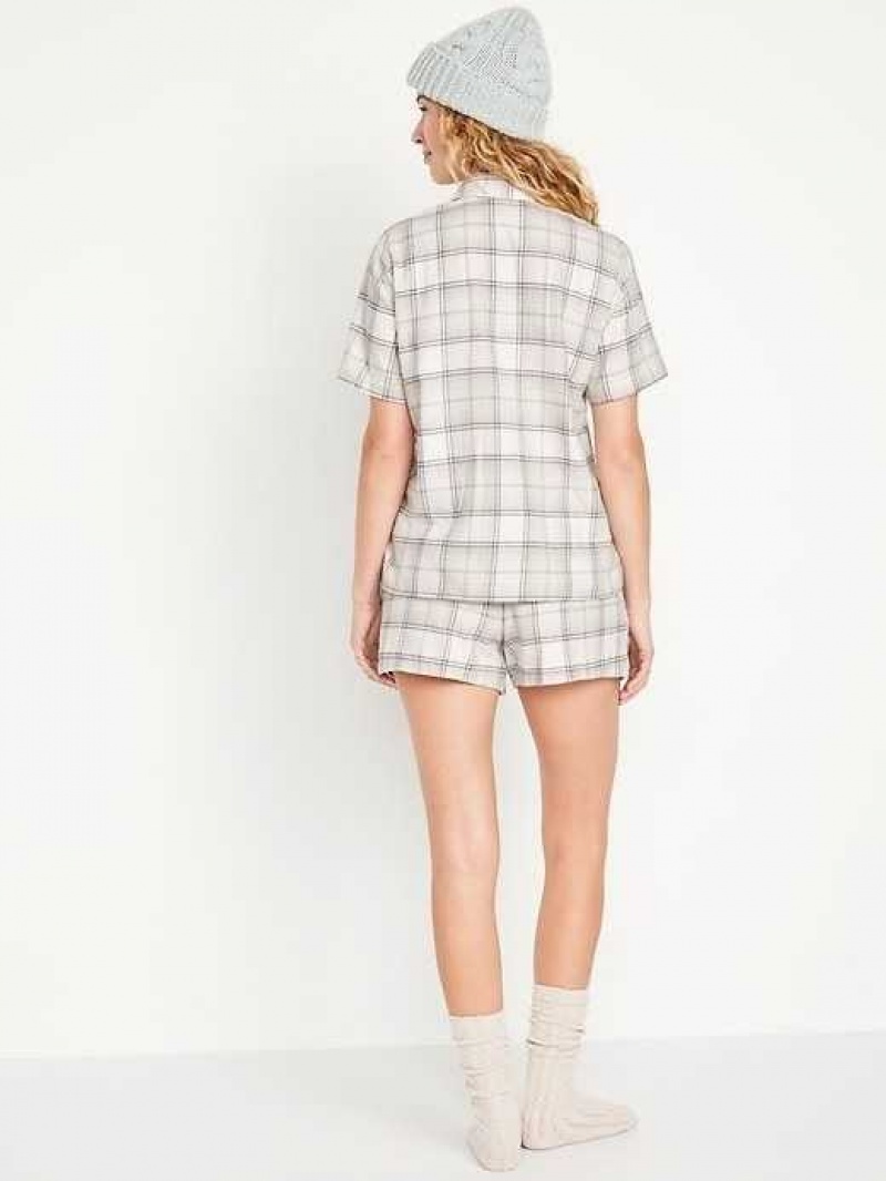 Old Navy Flannel Pajama Set White / Grey | XWE183945