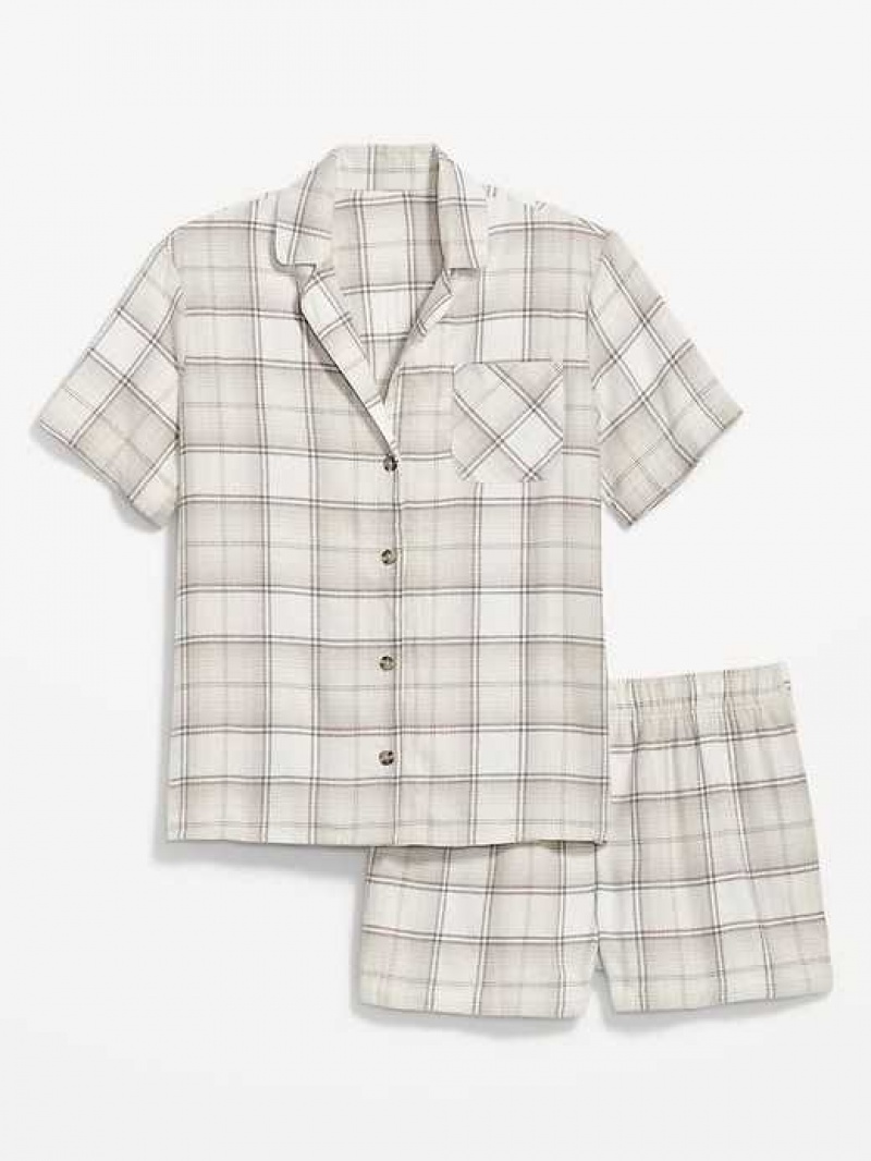 Old Navy Flannel Pajama Set White / Grey | XWE183945