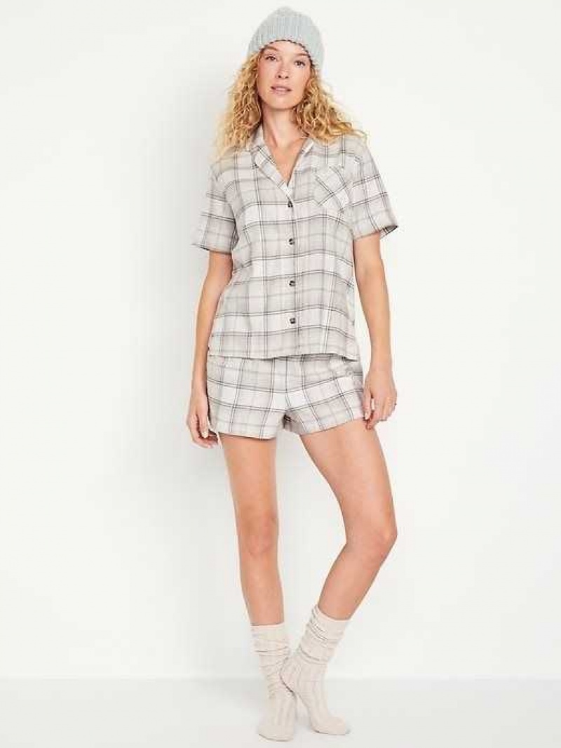 Old Navy Flannel Pajama Set White / Grey | XWE183945