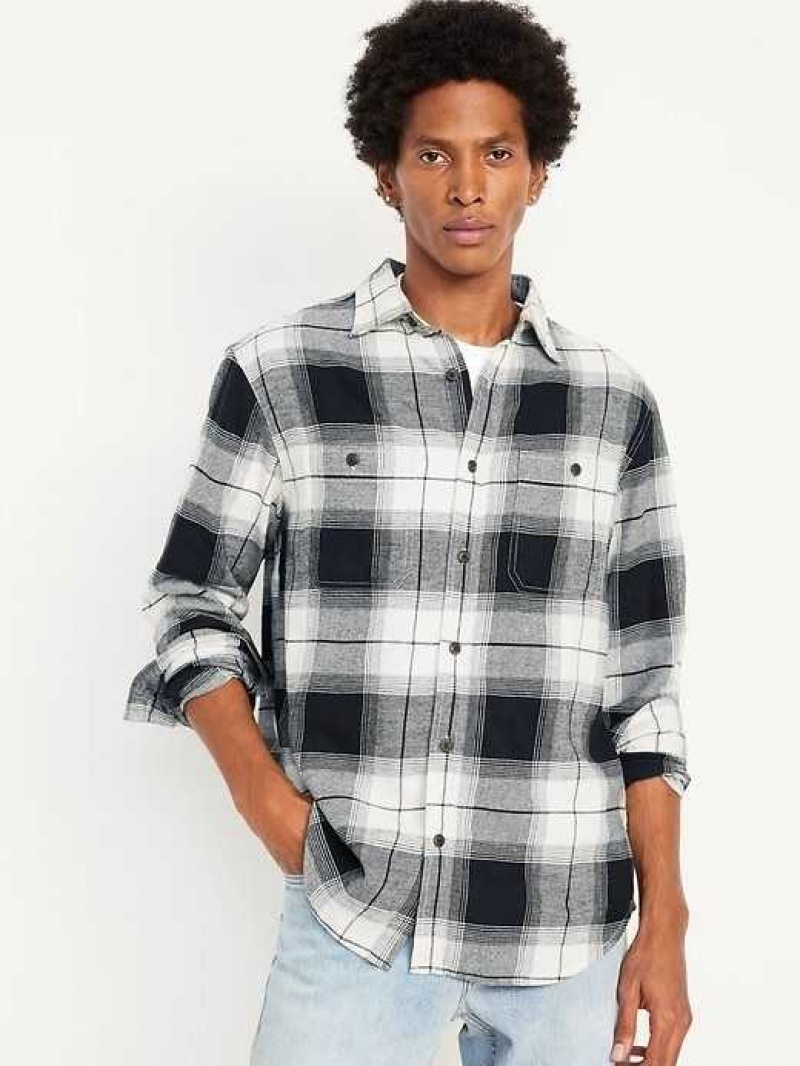 Old Navy Flannel Shirt Black / White | GWD107825