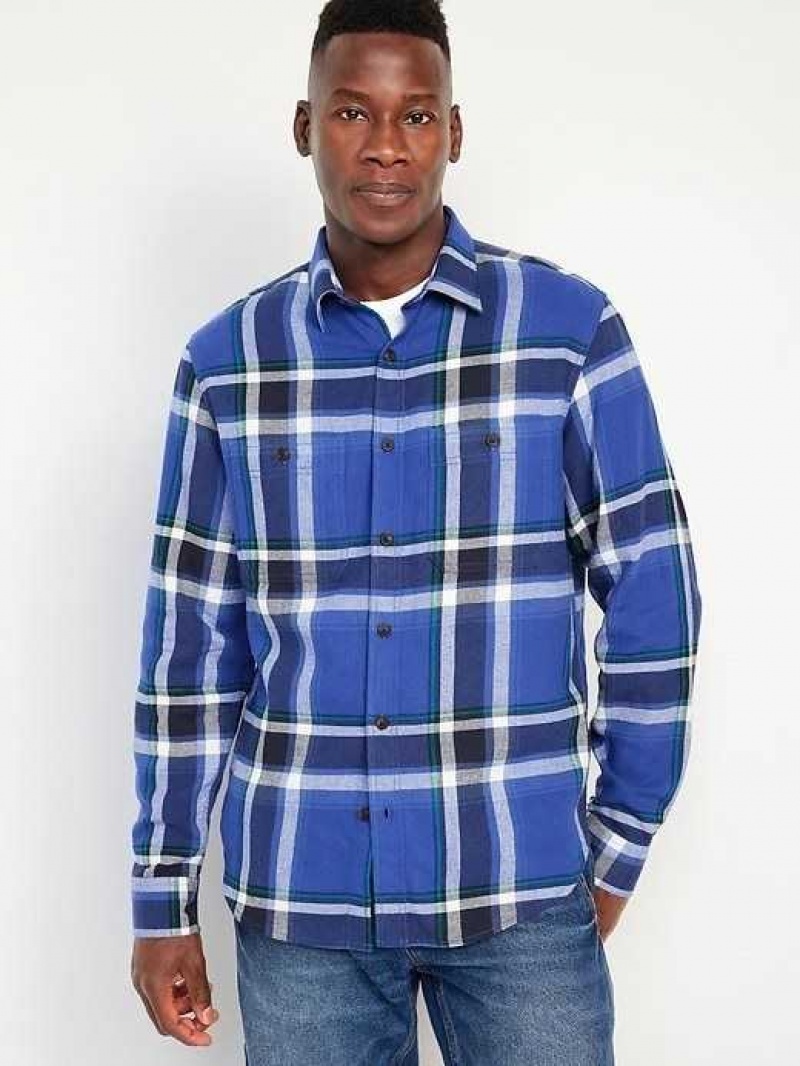 Old Navy Flannel Shirt Deep Blue | VEG765382