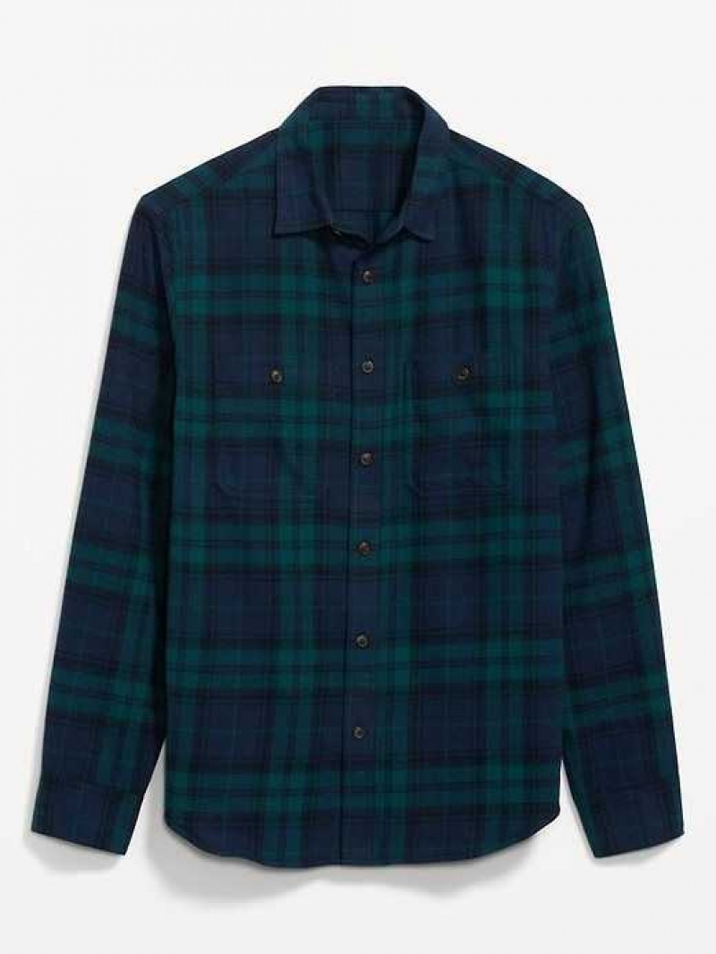 Old Navy Flannel Shirt Green / Blue | GHK930751