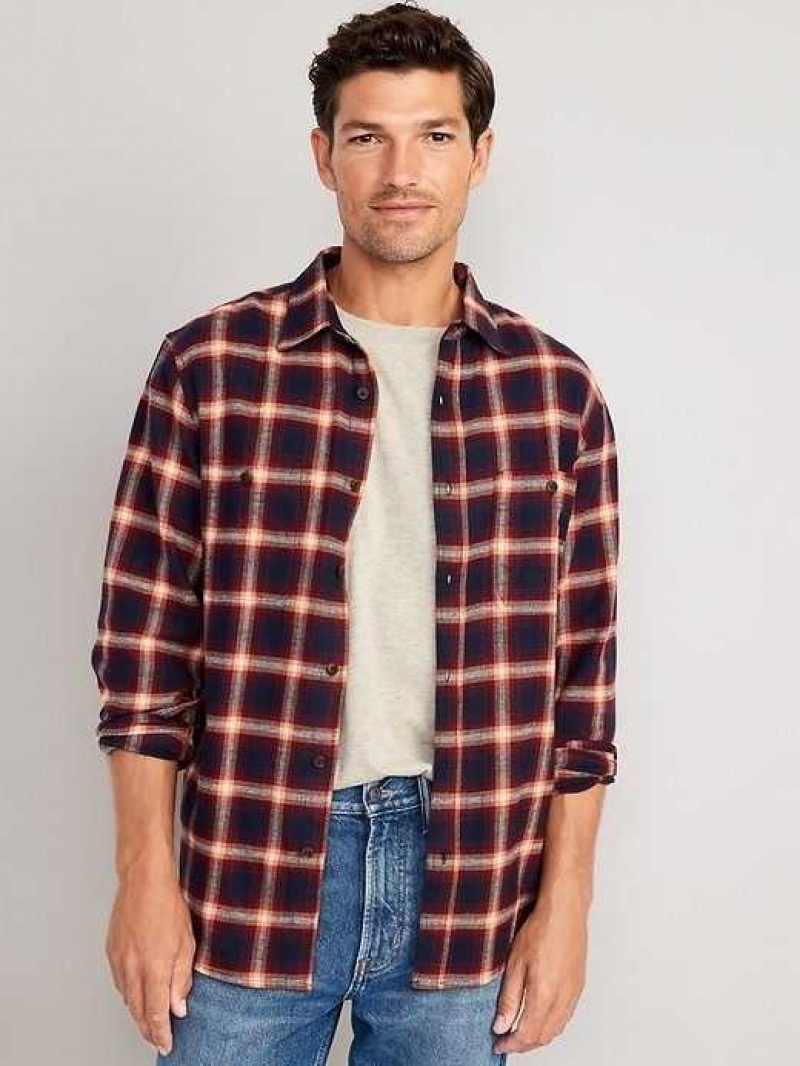 Old Navy Flannel Shirt Orange / Navy | EVZ754389