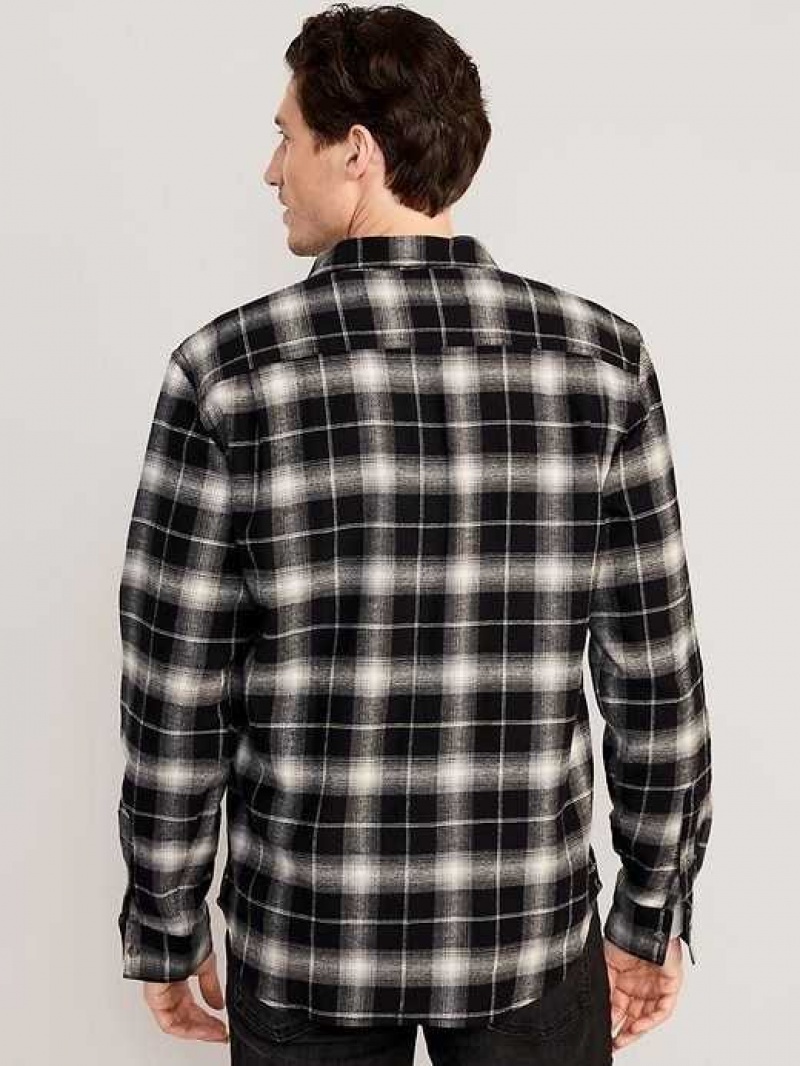 Old Navy Flannel Shirt White / Black | MOP263105