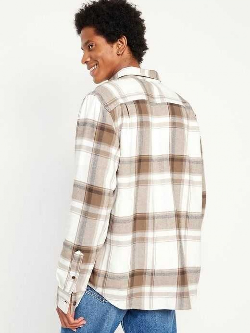 Old Navy Flannel Shirt White / Brown | JSB253861