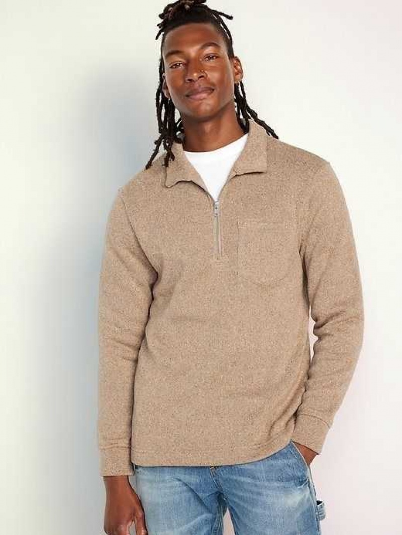 Old Navy Fleece-Knit 1/4-Zip Pullover Brown | YGI602179