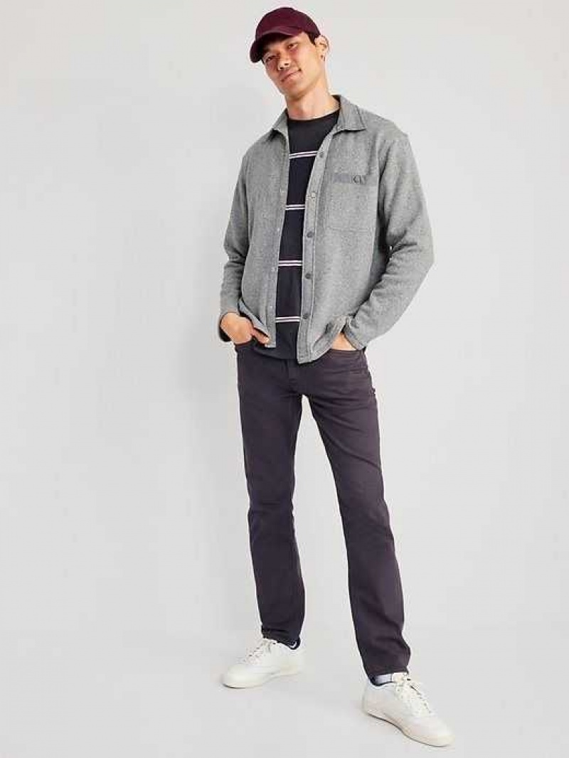 Old Navy Fleece-Knit Snap-Front Shacket Grey | DQN205467