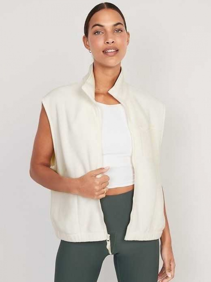 Old Navy Fleece Full-Zip Vest Creme De La Creme | PRS308254