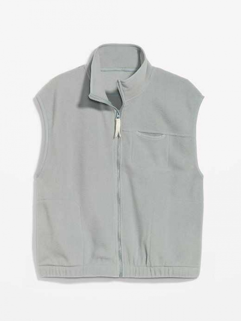 Old Navy Fleece Full-Zip Vest Silver Olive | EDU142570