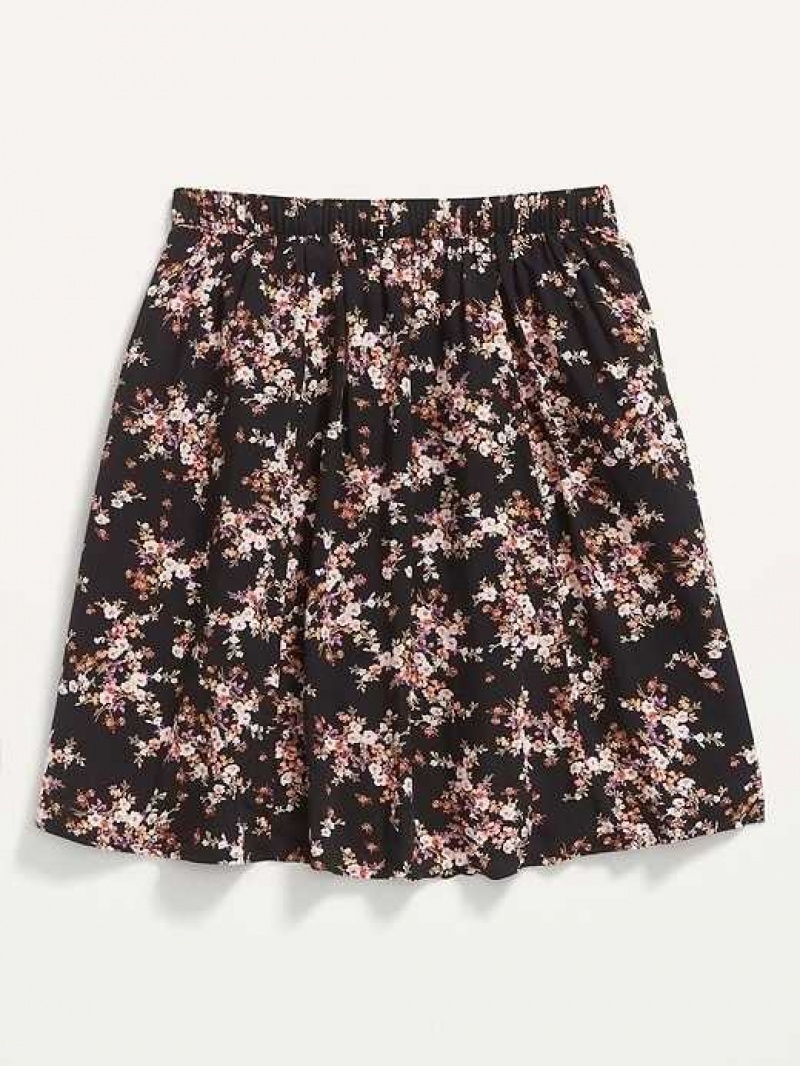 Old Navy Floral-Print A-Line Mini Skirt Black | ESQ032791