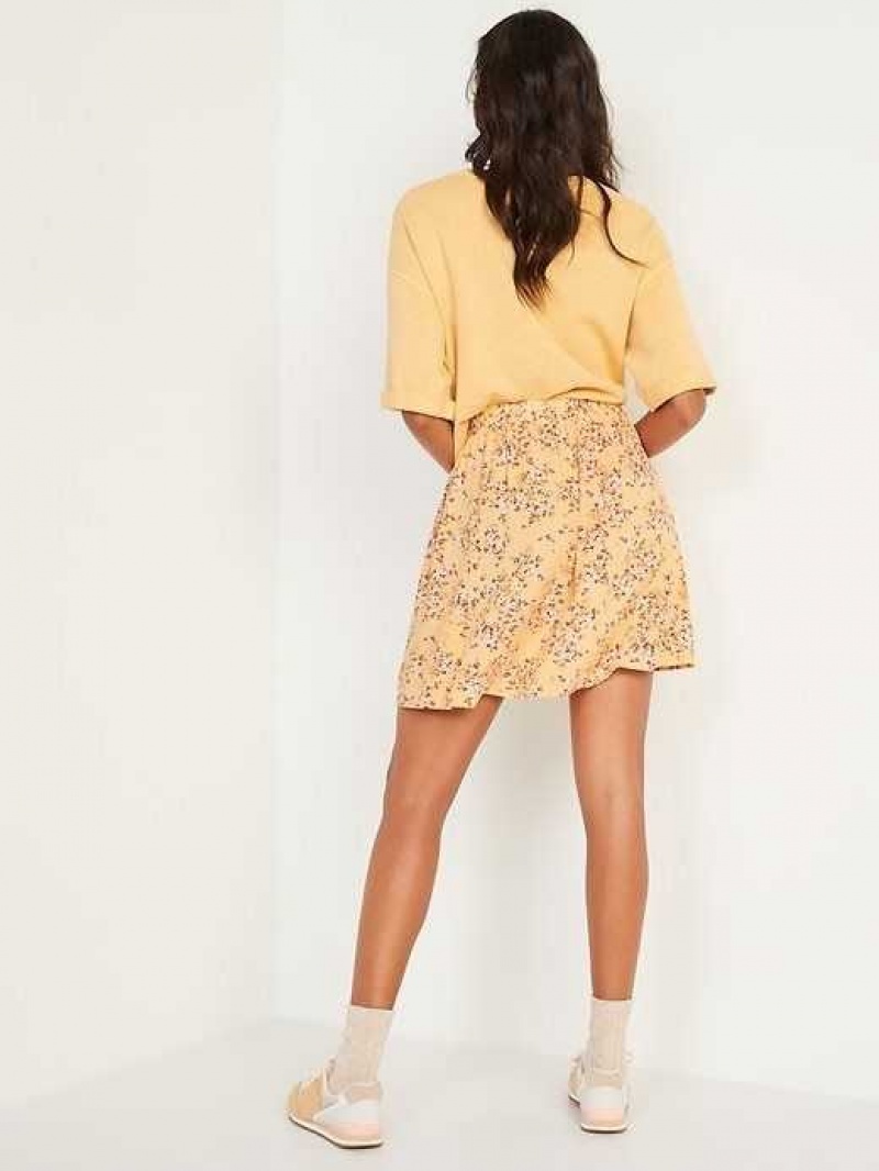 Old Navy Floral-Print A-Line Mini Skirt Yellow | GKY016249