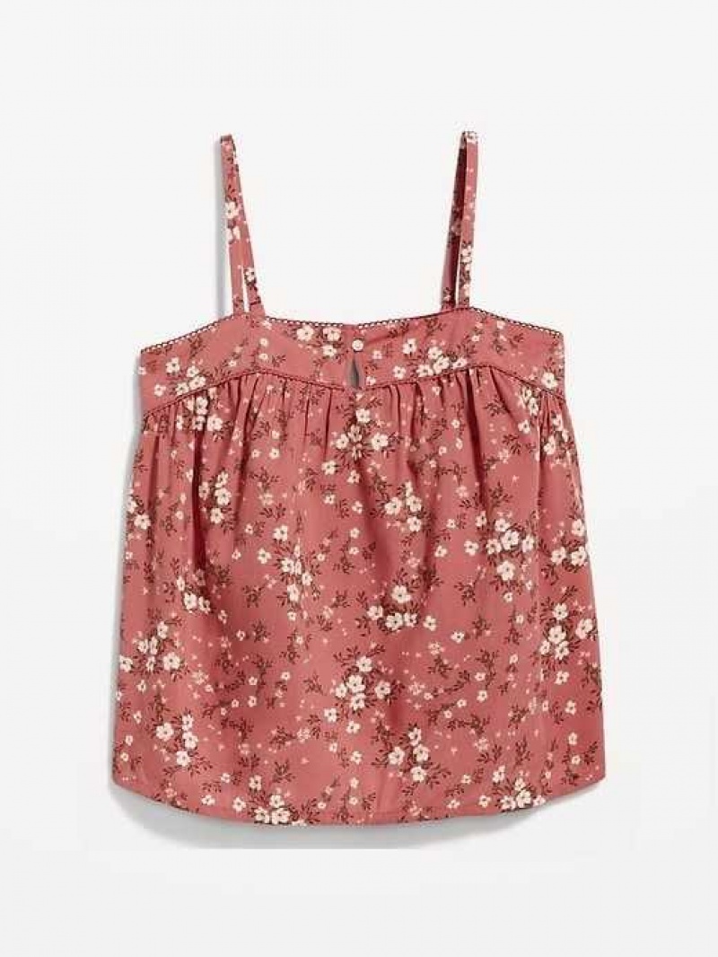 Old Navy Floral Smocked Pajama Cami Swing Top Red | DUW574306