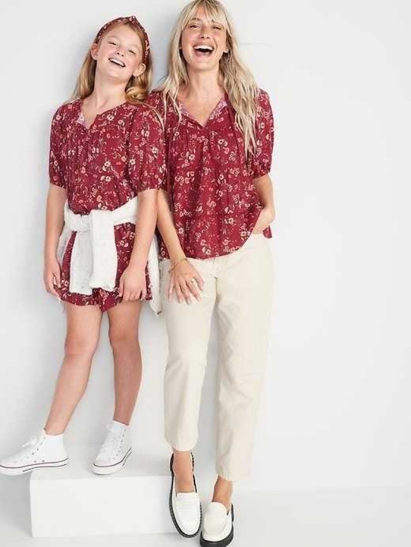 Old Navy Flutter-Sleeve Floral-Print Mini Swing Dress Red | KQY321579