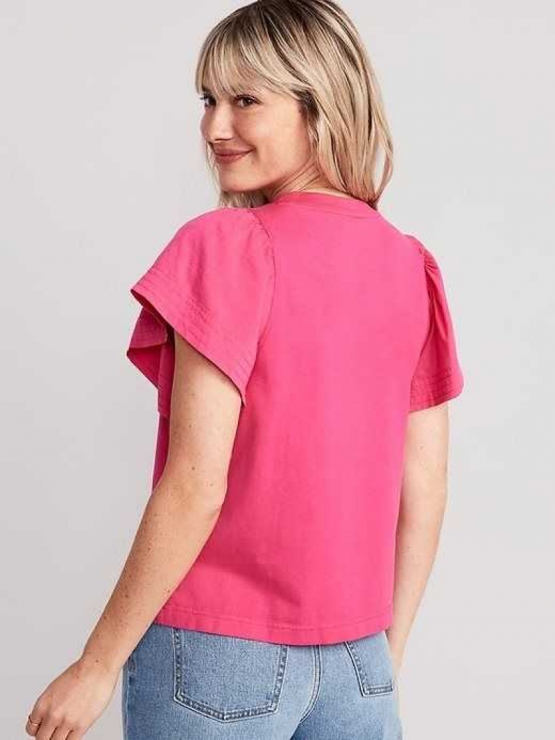 Old Navy Flutter-Sleeve Paneled T-Shirt Flower | TEG765341