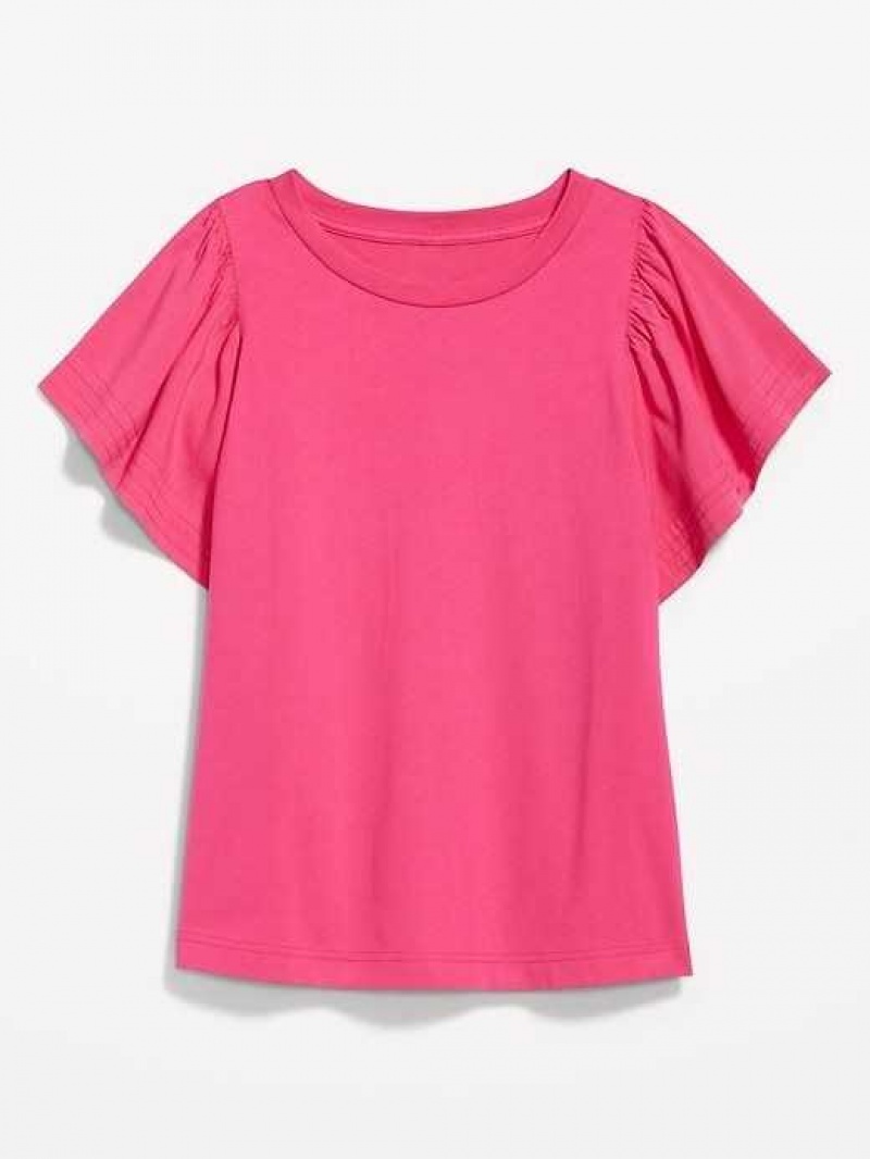 Old Navy Flutter-Sleeve Paneled T-Shirt Flower | TEG765341