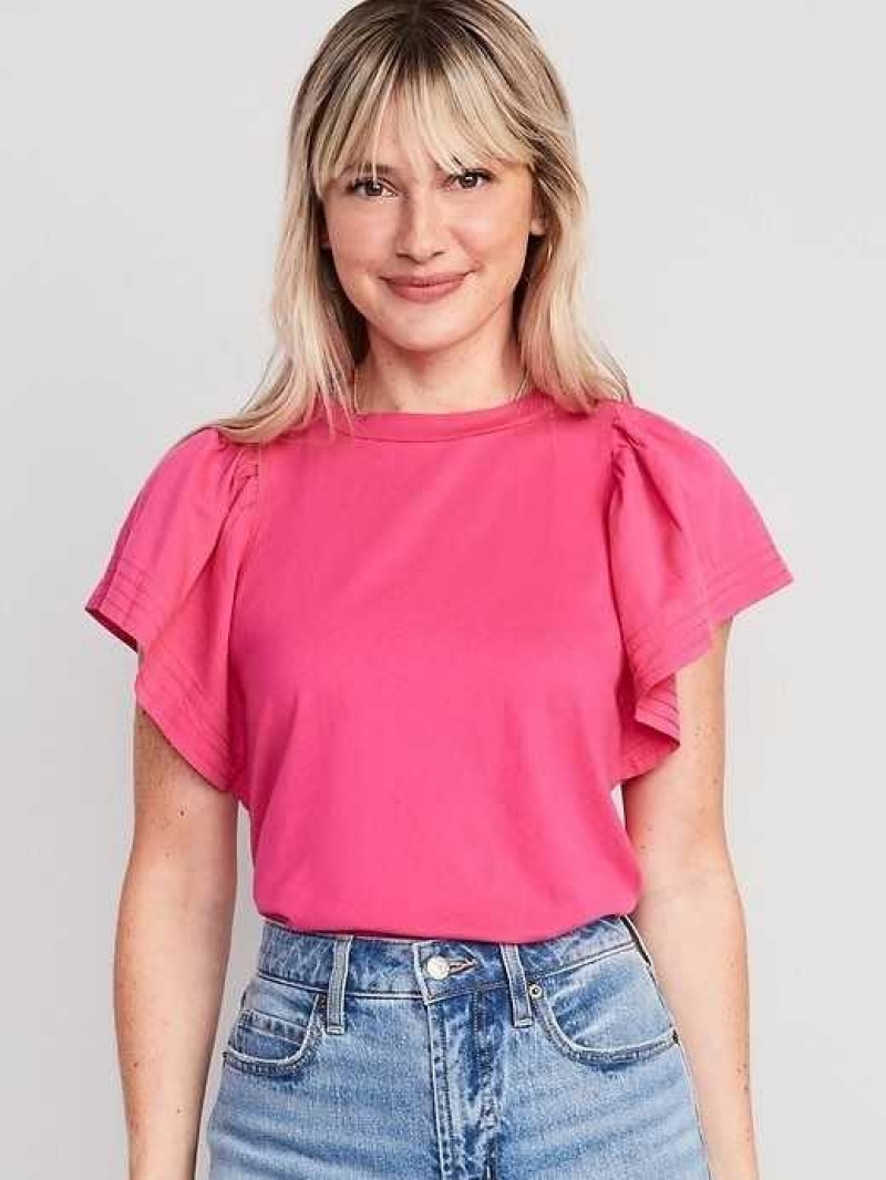 Old Navy Flutter-Sleeve Paneled T-Shirt Flower | TEG765341