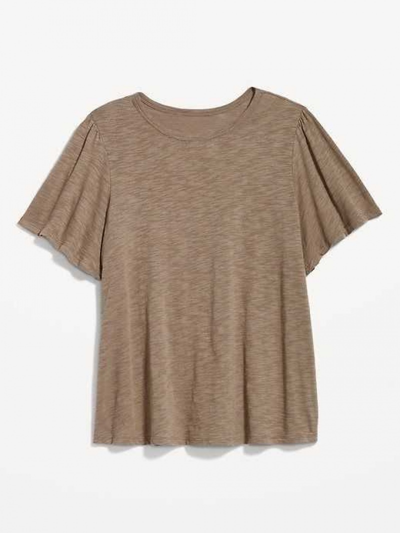 Old Navy Flutter-Sleeve Slub-Knit Top Sedimentary | QRB758136