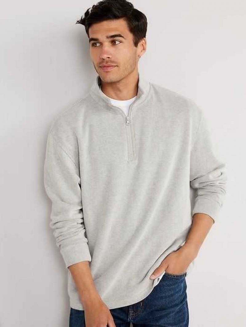 Old Navy French Rib 1/4-Zip Pullover Sweater Grey | YKP103587