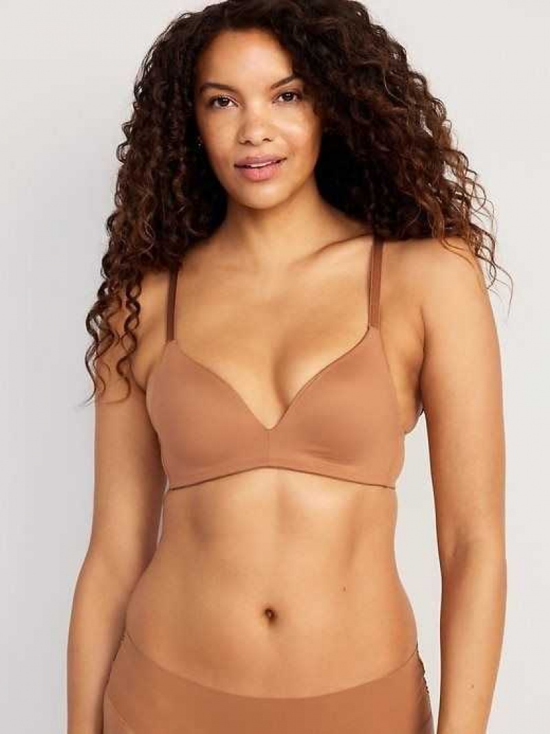 Old Navy Full-Coverage Molded Wireless Bra Beige | MHK462851