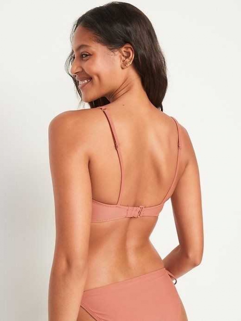 Old Navy Gathered Keyhole-Front Bikini Swim Top Brown | YXS246579