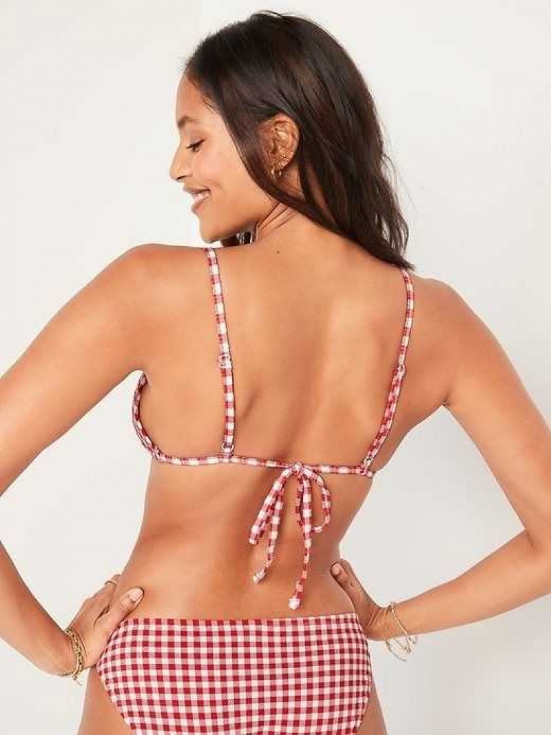 Old Navy Gingham Textured Triangle Bikini Swim Top Red | RMH936270