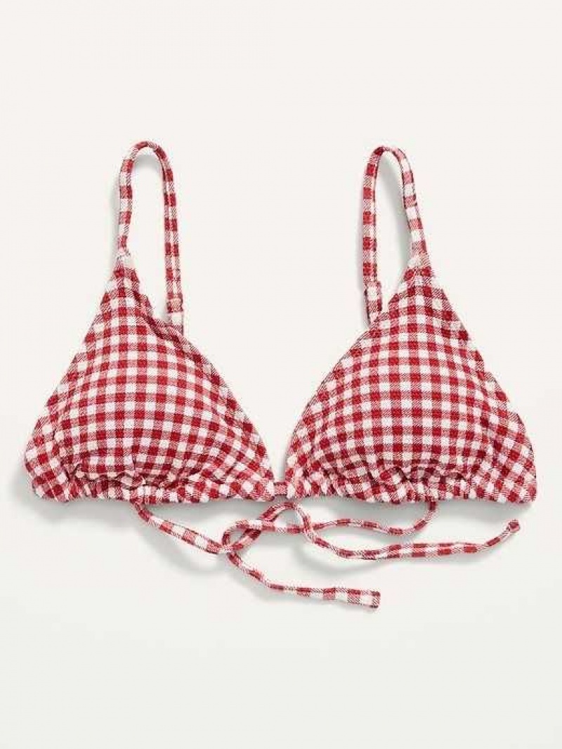 Old Navy Gingham Textured Triangle Bikini Swim Top Red | RMH936270