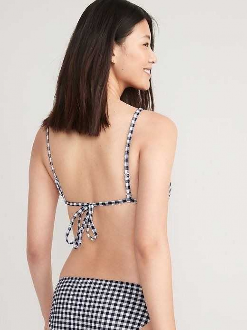 Old Navy Gingham Textured Triangle Bikini Swim Top Blue | YKG372460