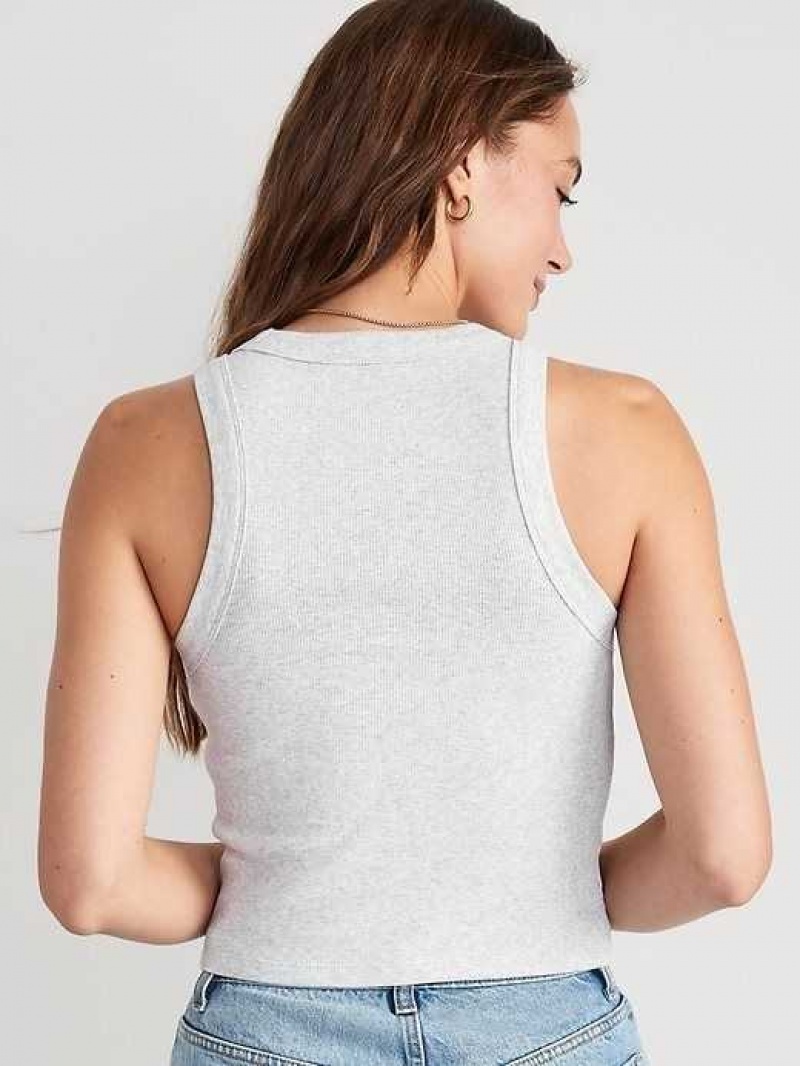 Old Navy Heathered Rib-Knit Cropped Tank Top Light Grey | HRU630491