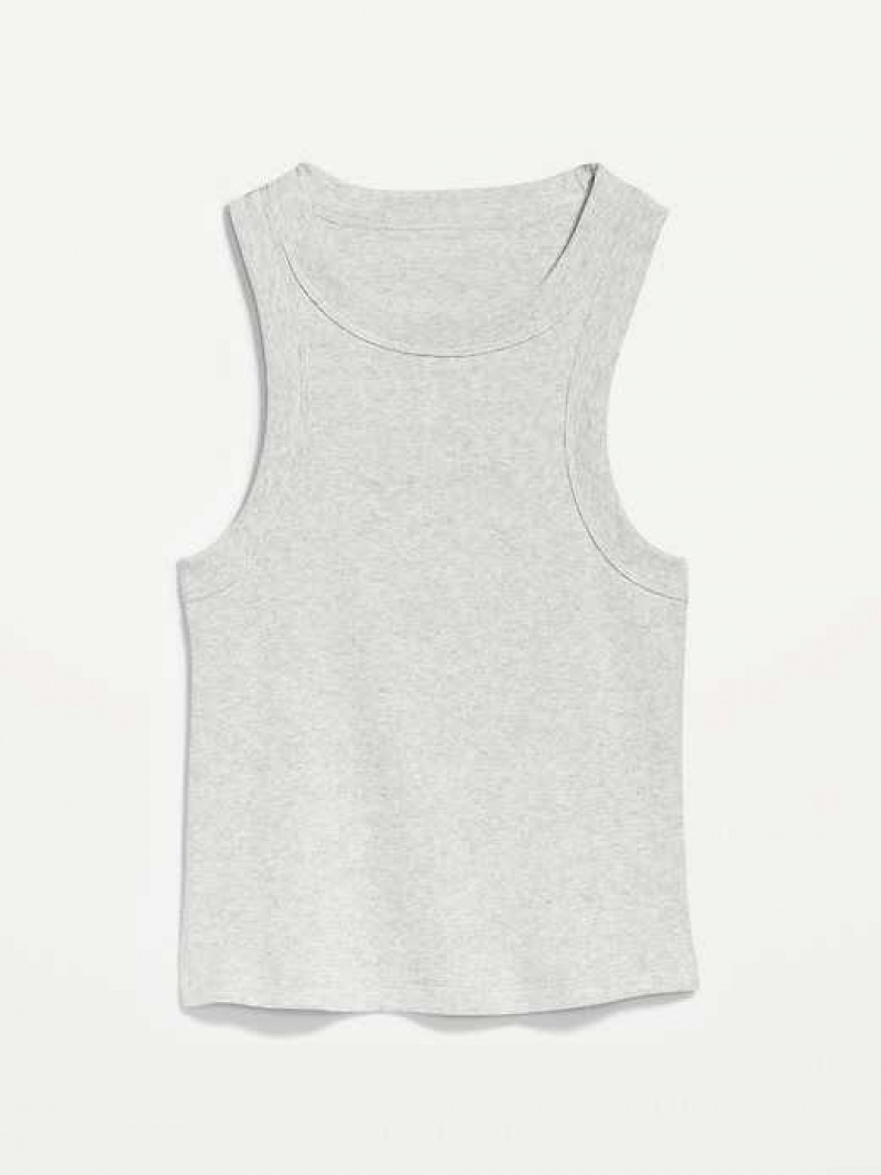 Old Navy Heathered Rib-Knit Cropped Tank Top Light Grey | HRU630491