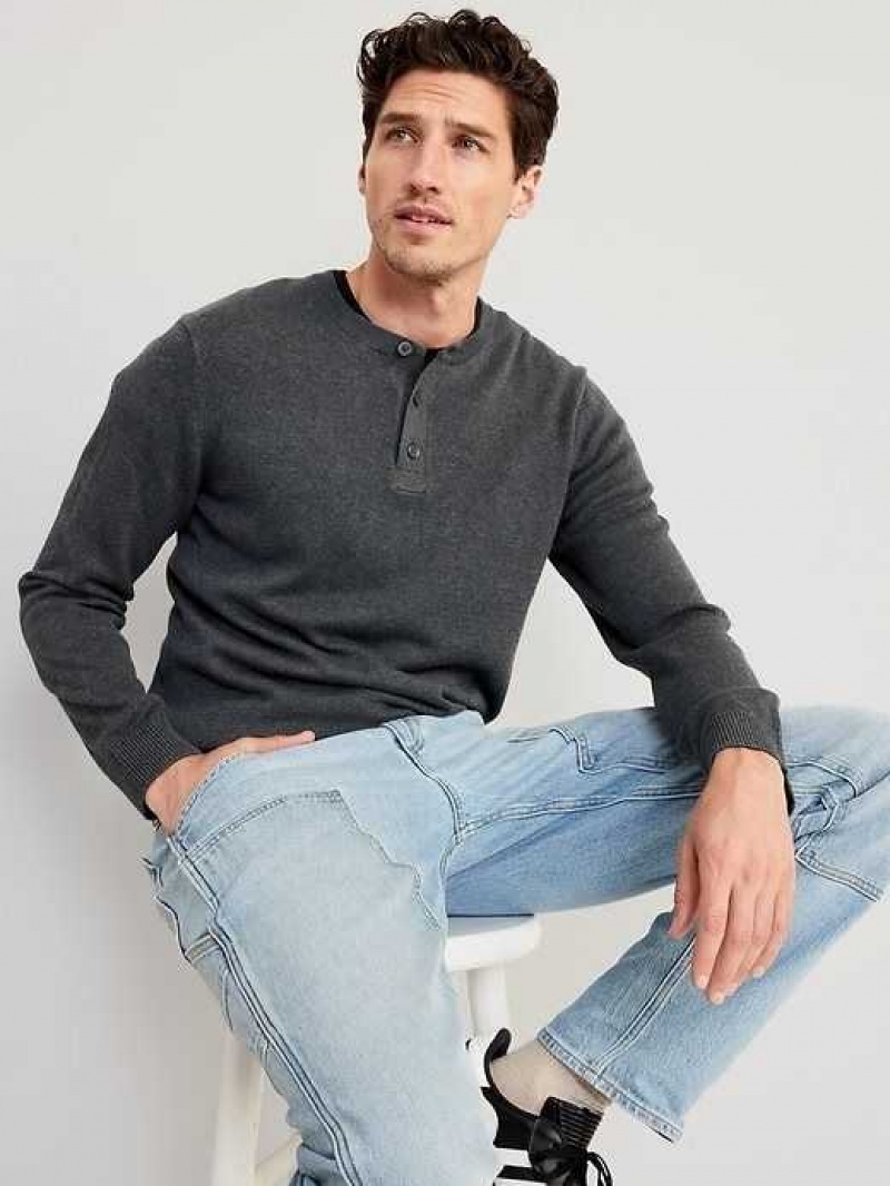 Old Navy Henley Sweater Dark Grey | YGM650348