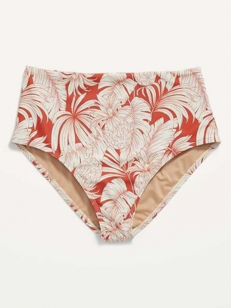 Old Navy High-Rise Classic Bikini Swim Bottoms Pineapples & Palm Leaves | NDX612389