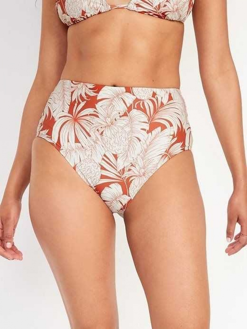 Old Navy High-Rise Classic Bikini Swim Bottoms Pineapples & Palm Leaves | NDX612389