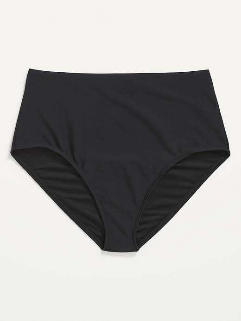 Old Navy High-Rise Classic Bikini Swim Bottoms Ebony | XBV632095