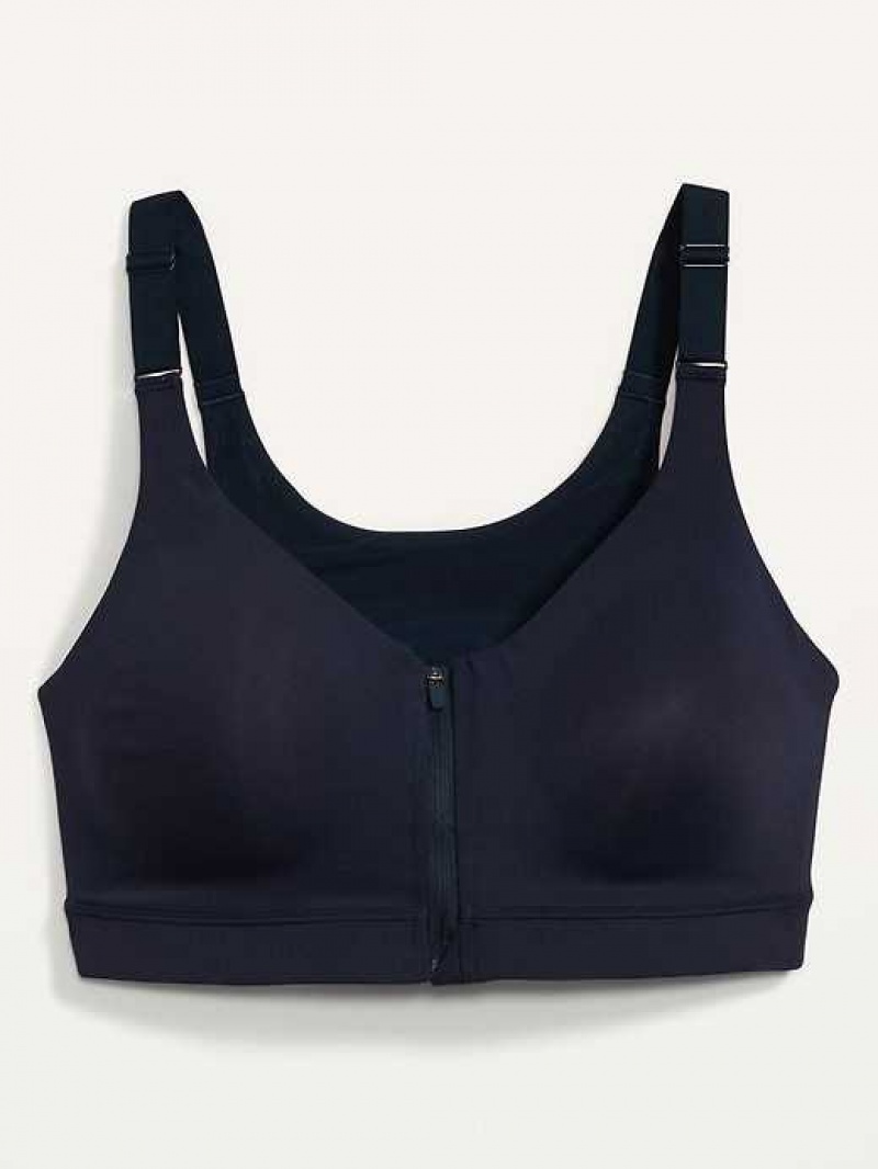 Old Navy High-Support PowerSoft Zip-Front Sports Bra Navy | LIJ852346