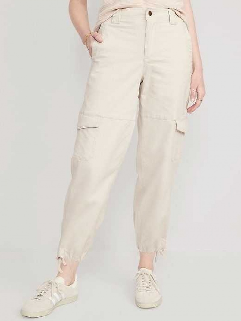 Old Navy High-Waisted Barrel-Leg Cargo Ankle Pants Cozy Cashmere | SKA149862