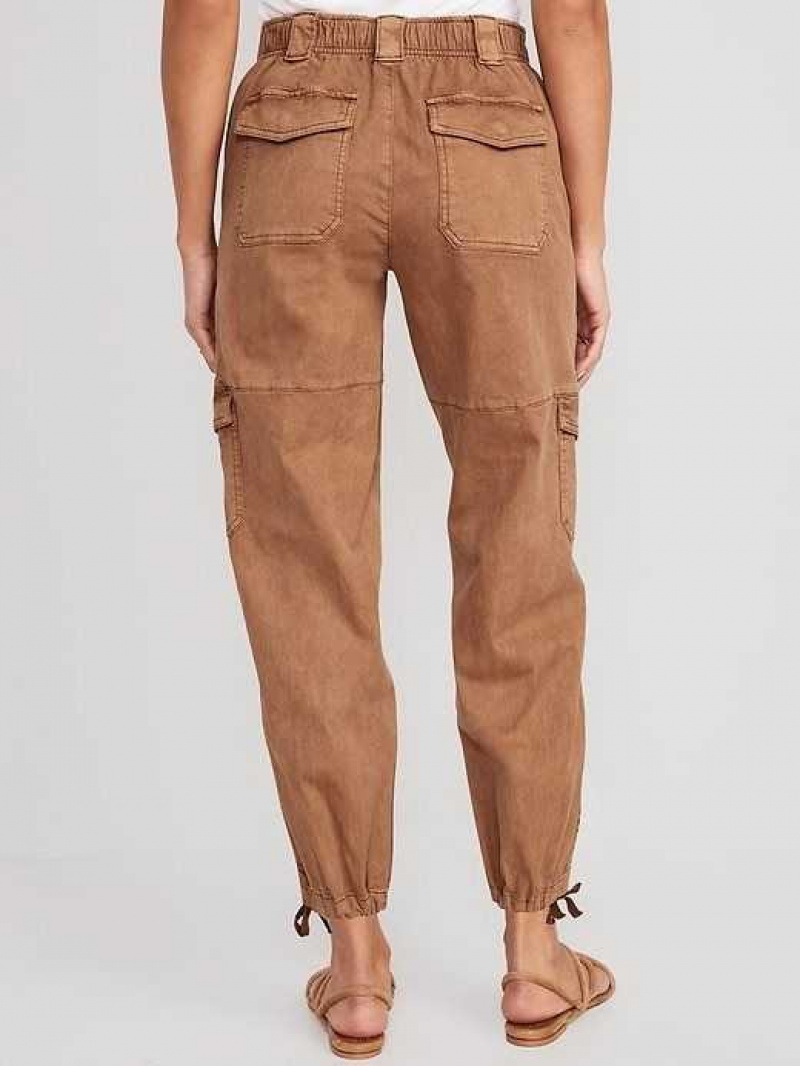 Old Navy High-Waisted Barrel-Leg Cargo Ankle Pants Coco De Mer | JKA013976