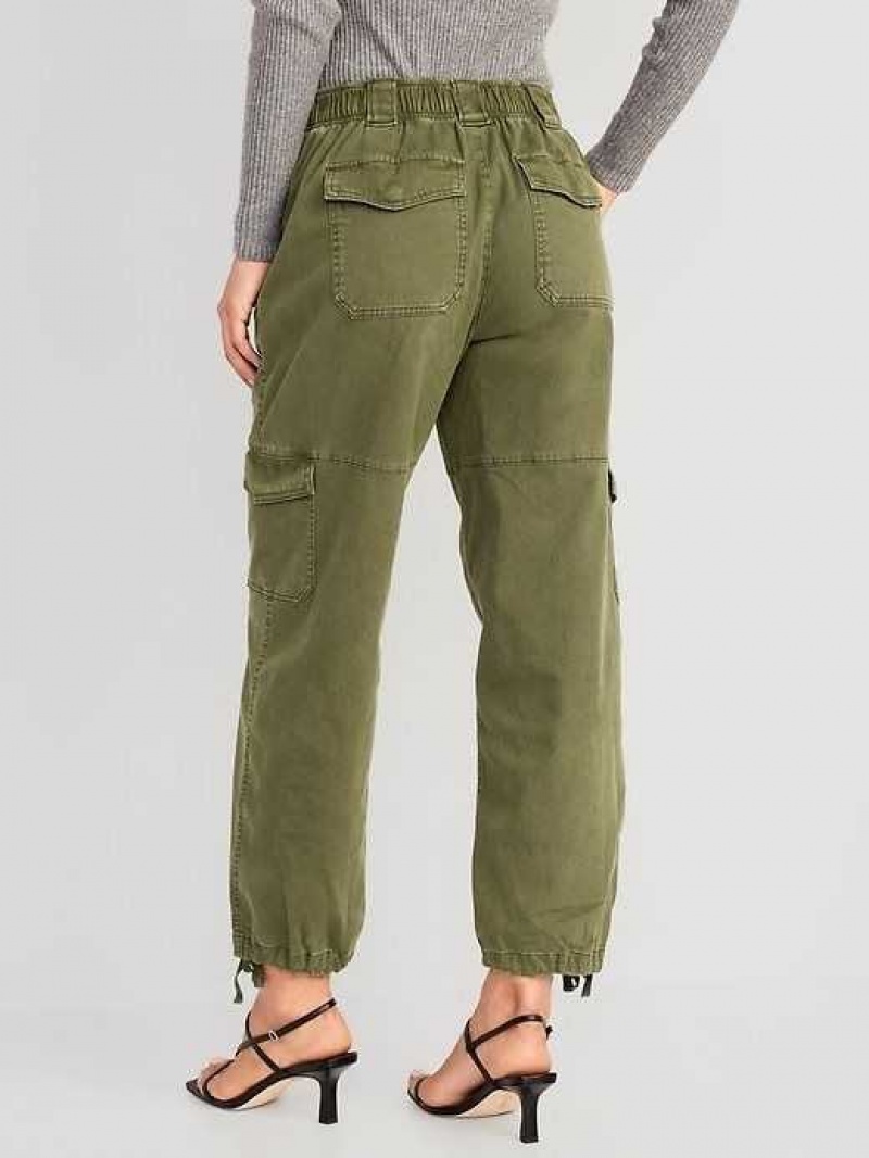 Old Navy High-Waisted Barrel-Leg Cargo Ankle Pants Conifer | INV659187