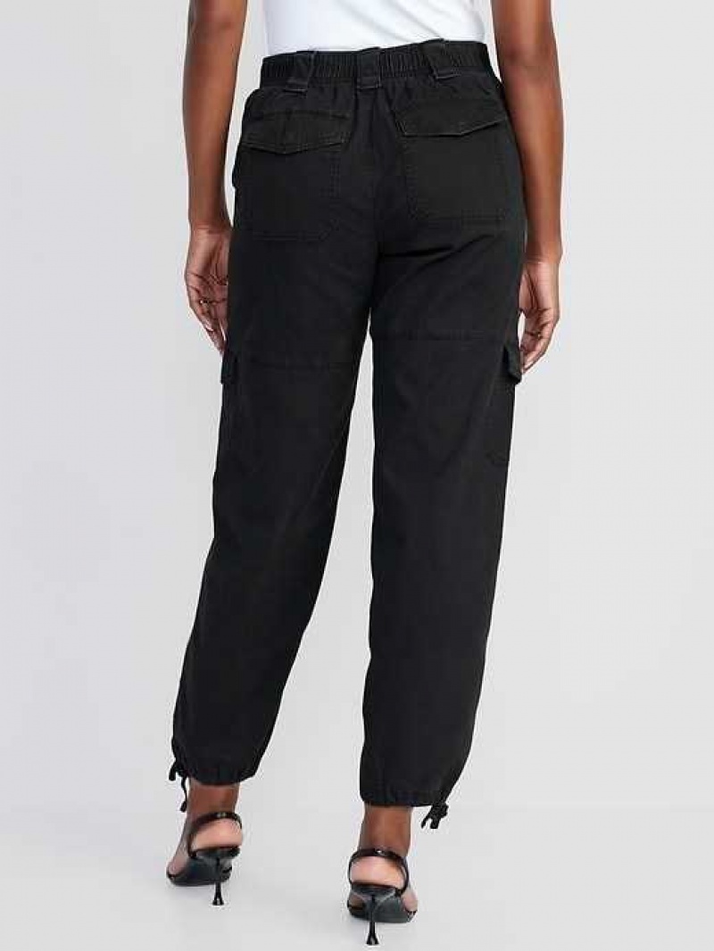 Old Navy High-Waisted Barrel-Leg Cargo Ankle Pants Blackjack | GIS794312