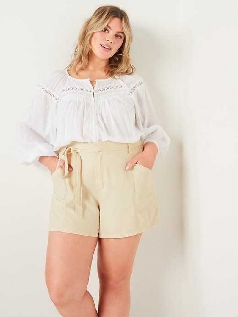 Old Navy High-Waisted Belted Workwear Twill Shorts Beige | HIM658293