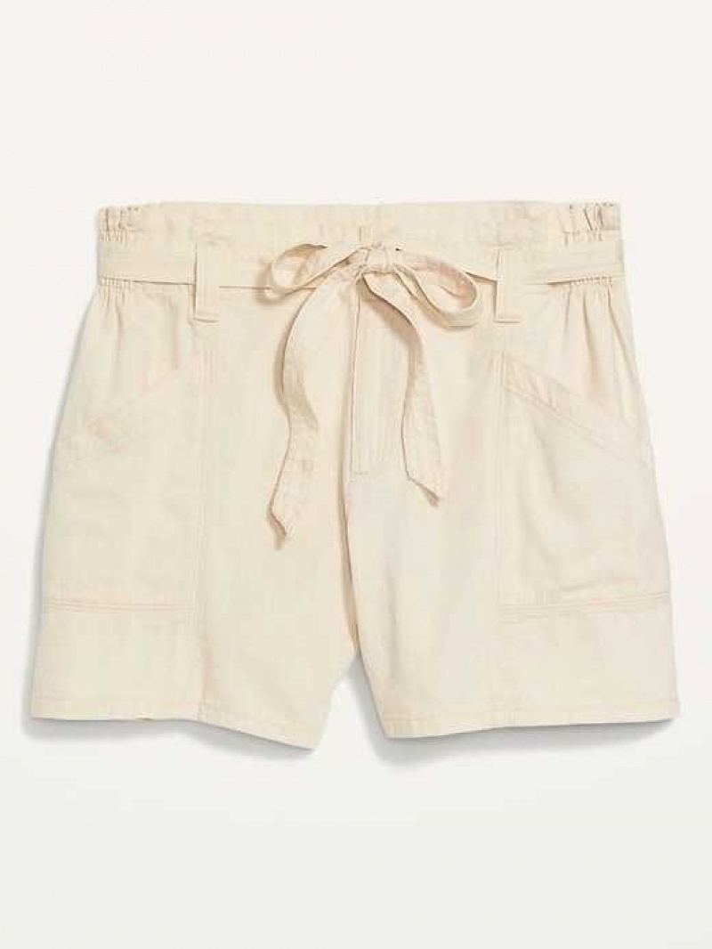 Old Navy High-Waisted Belted Workwear Twill Shorts Beige | HIM658293