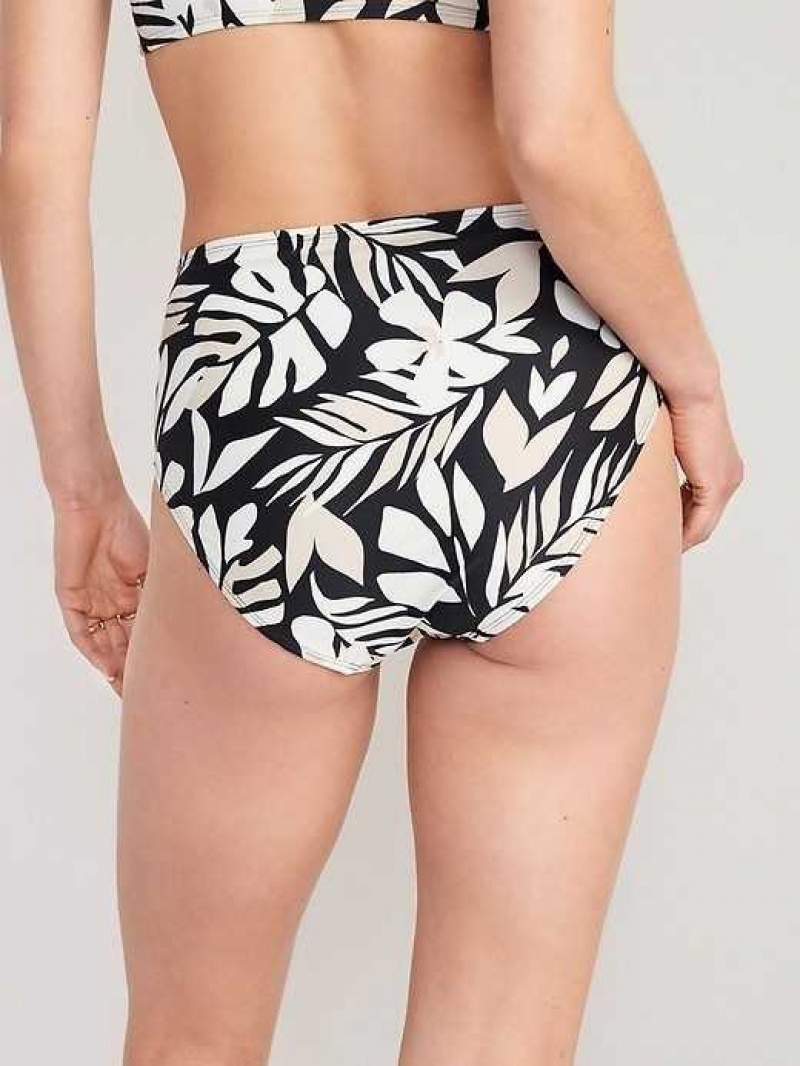 Old Navy High-Waisted Bikini Swim Bottoms Black / White | UOM908673