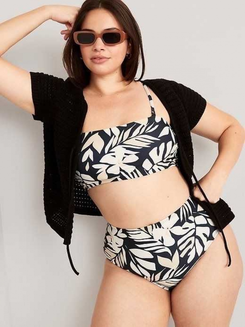 Old Navy High-Waisted Bikini Swim Bottoms Black / White | UOM908673